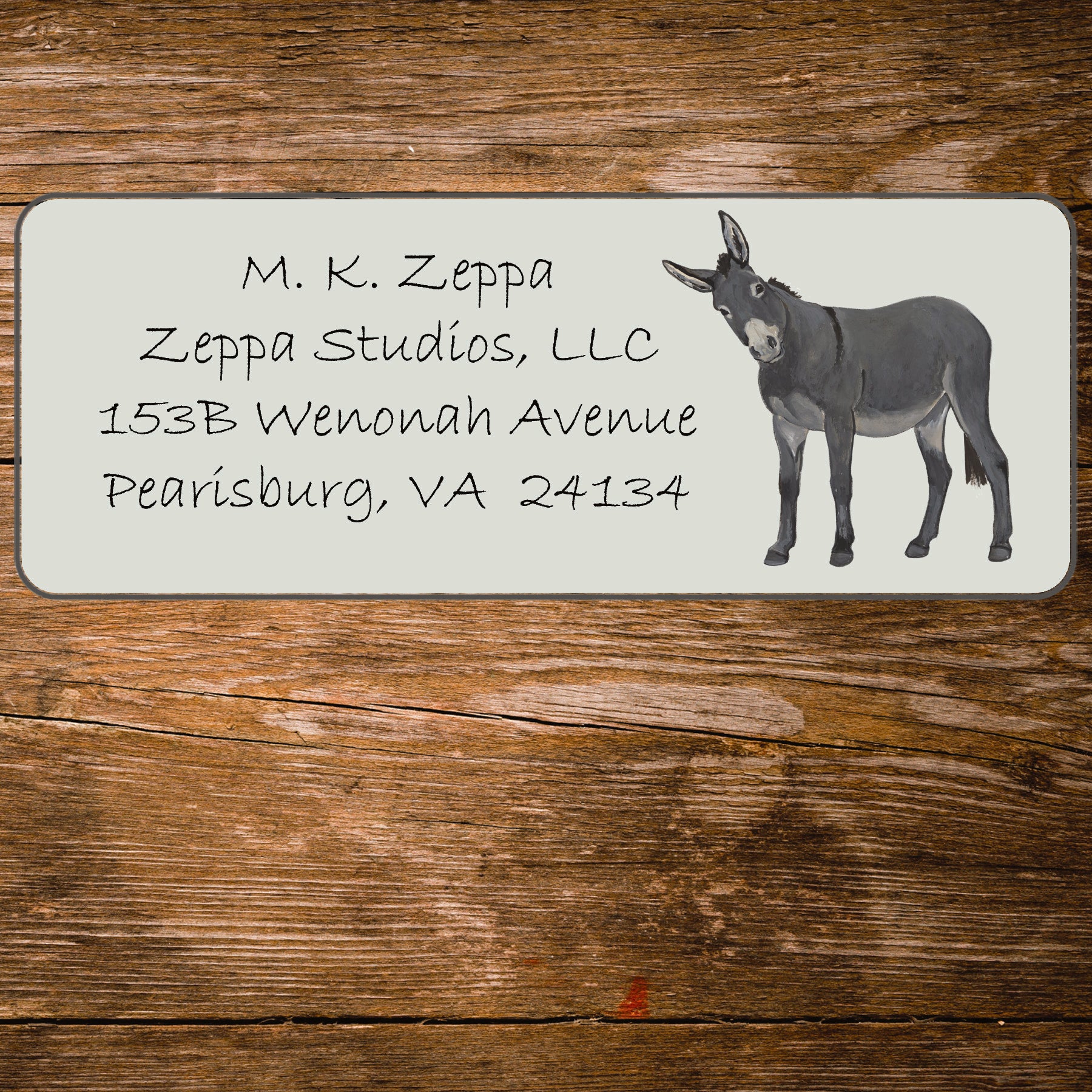Donkey design ivory return address label.