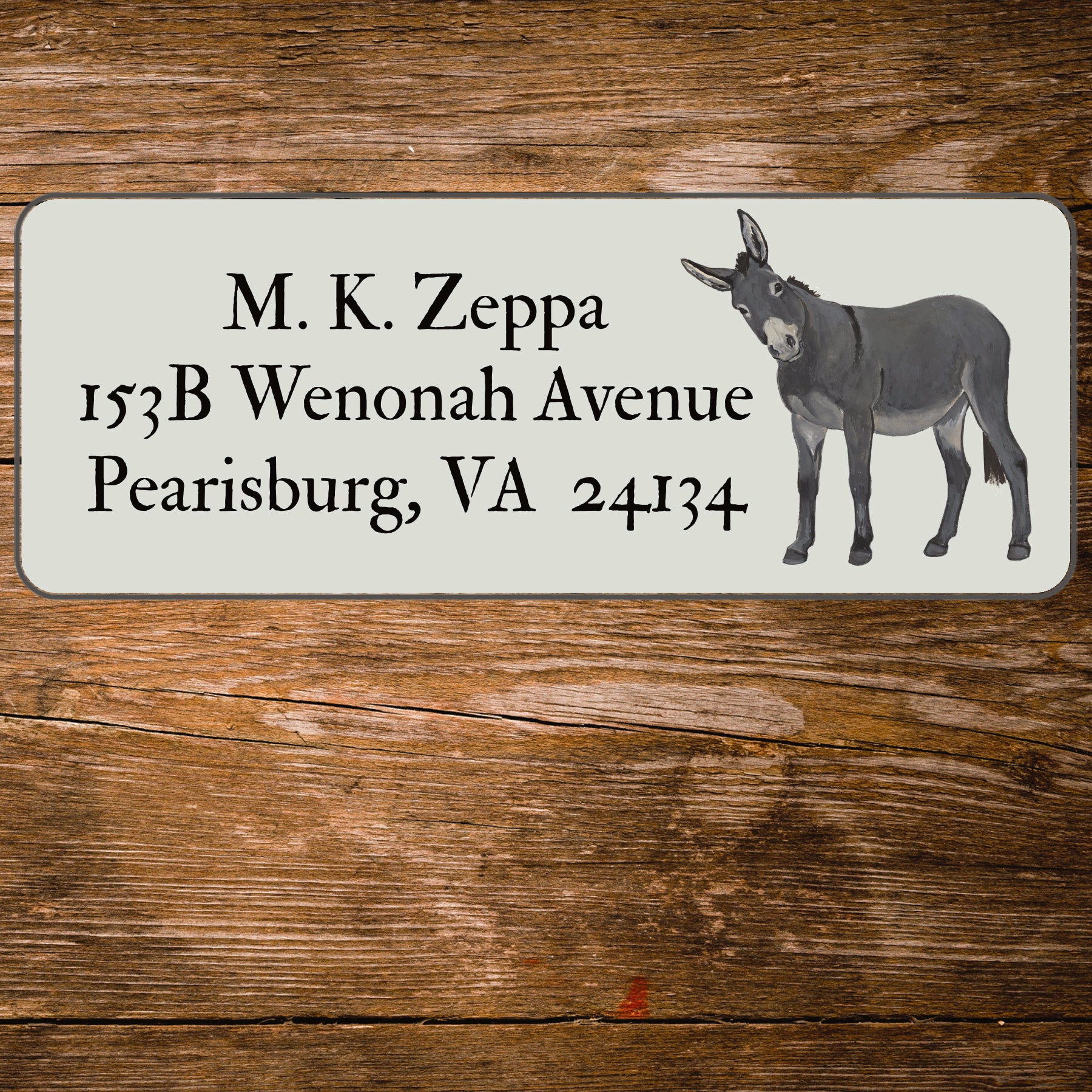Donkey design ivory return address label.