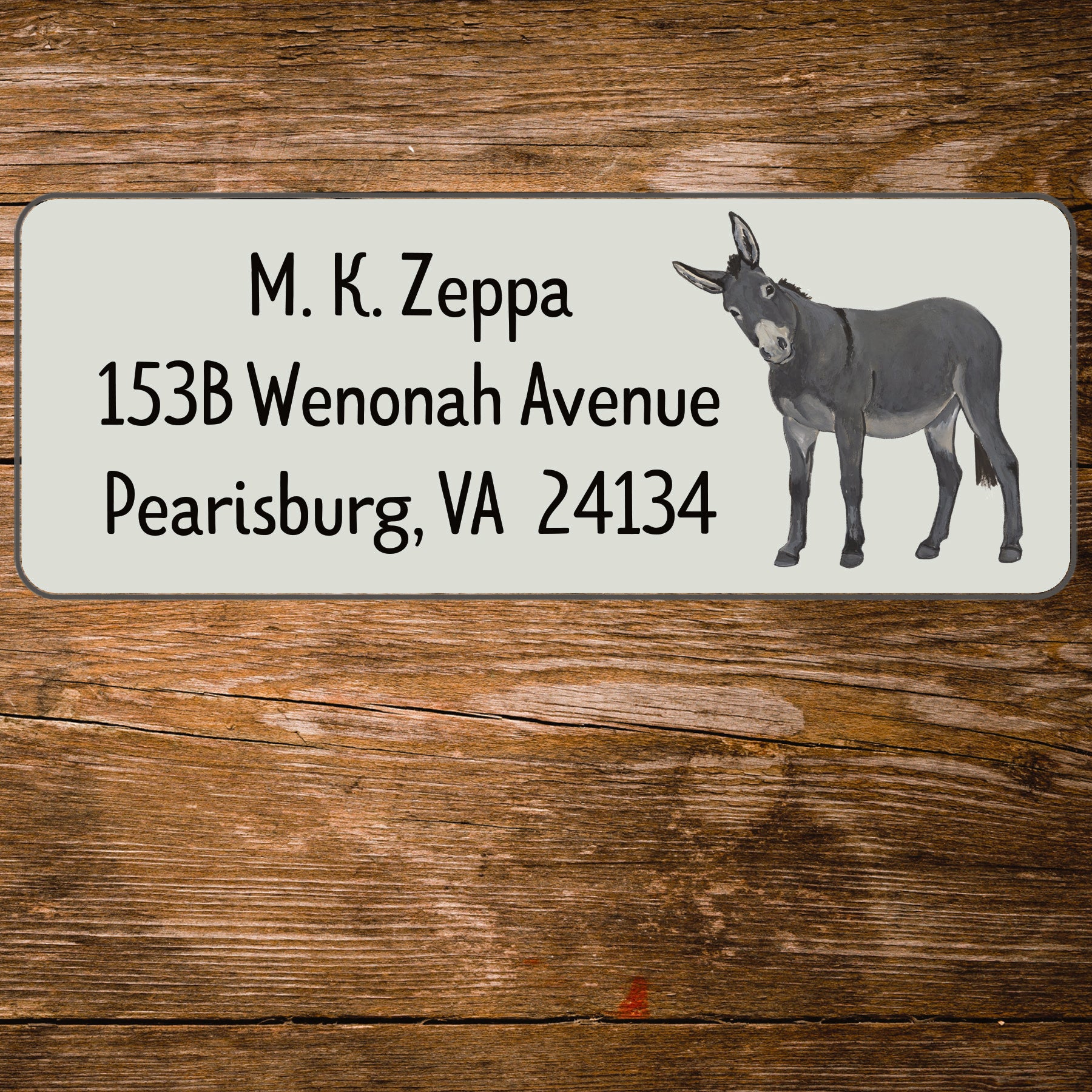 Donkey design ivory return address label.
