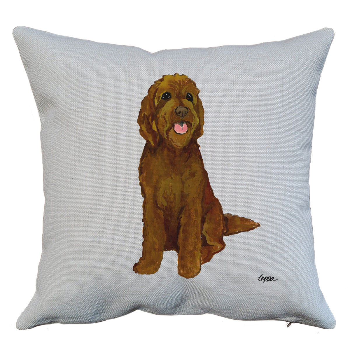 Brown Labradoodle Throw Pillow