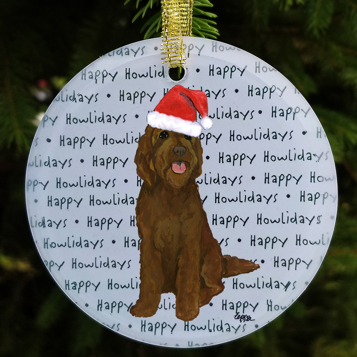 Labradoodle & Golden Doodle Christmas Ornament