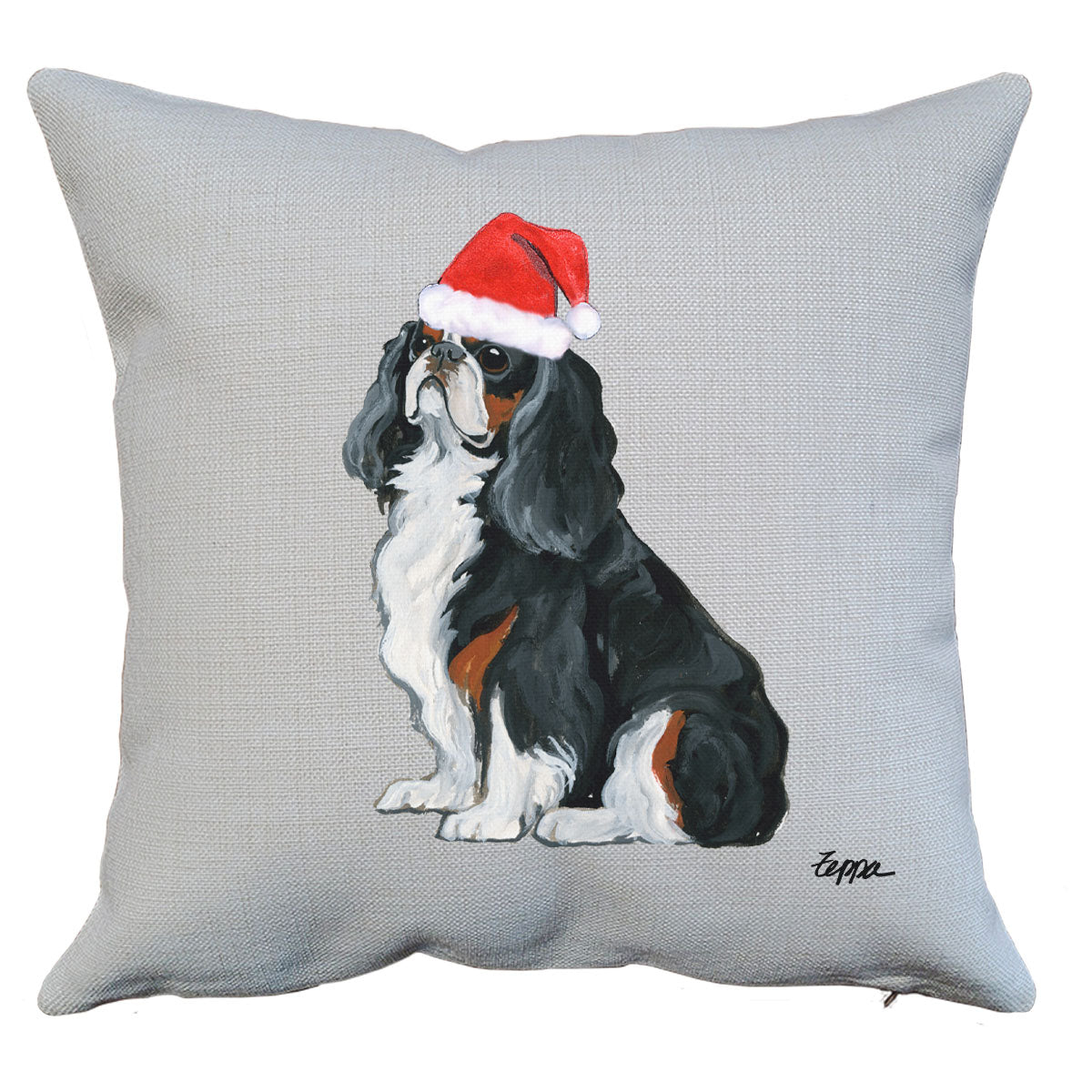 Tri English Spaniel Santa Pillow