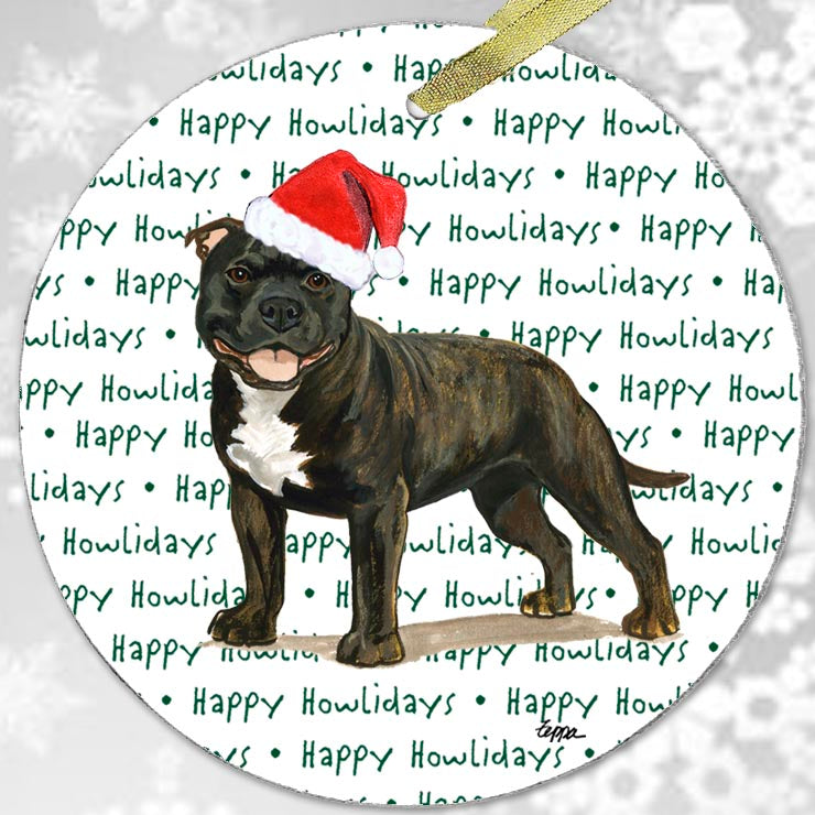 English Staffordshire Terrier Christmas Ornament