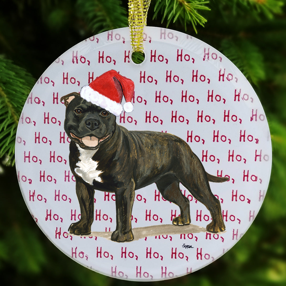 English Staffordshire Terrier Christmas Ornament