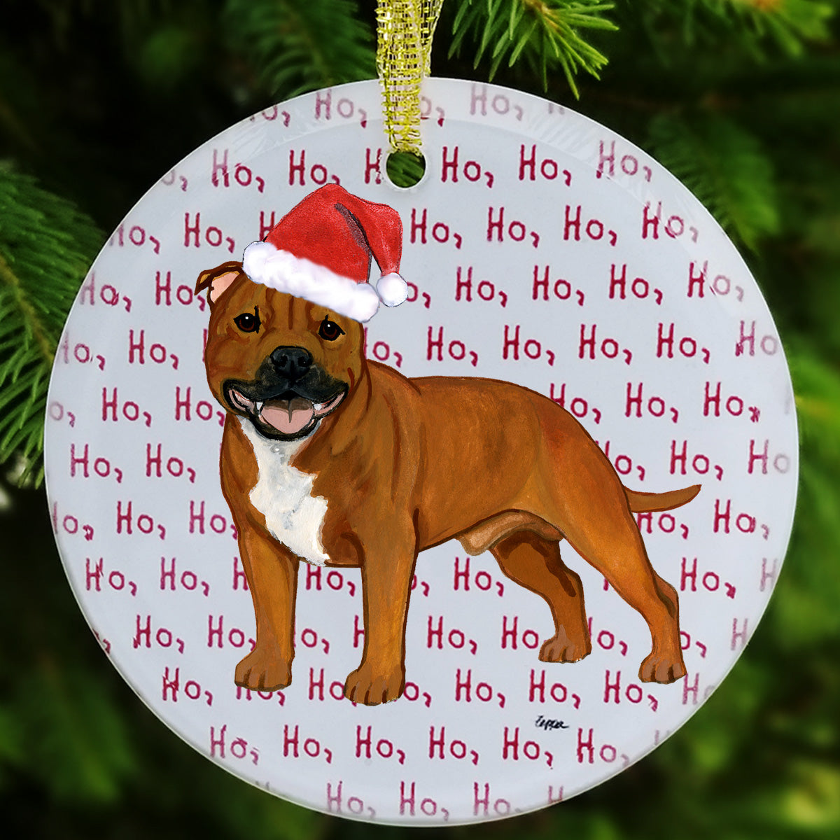 English Staffordshire Terrier Christmas Ornament