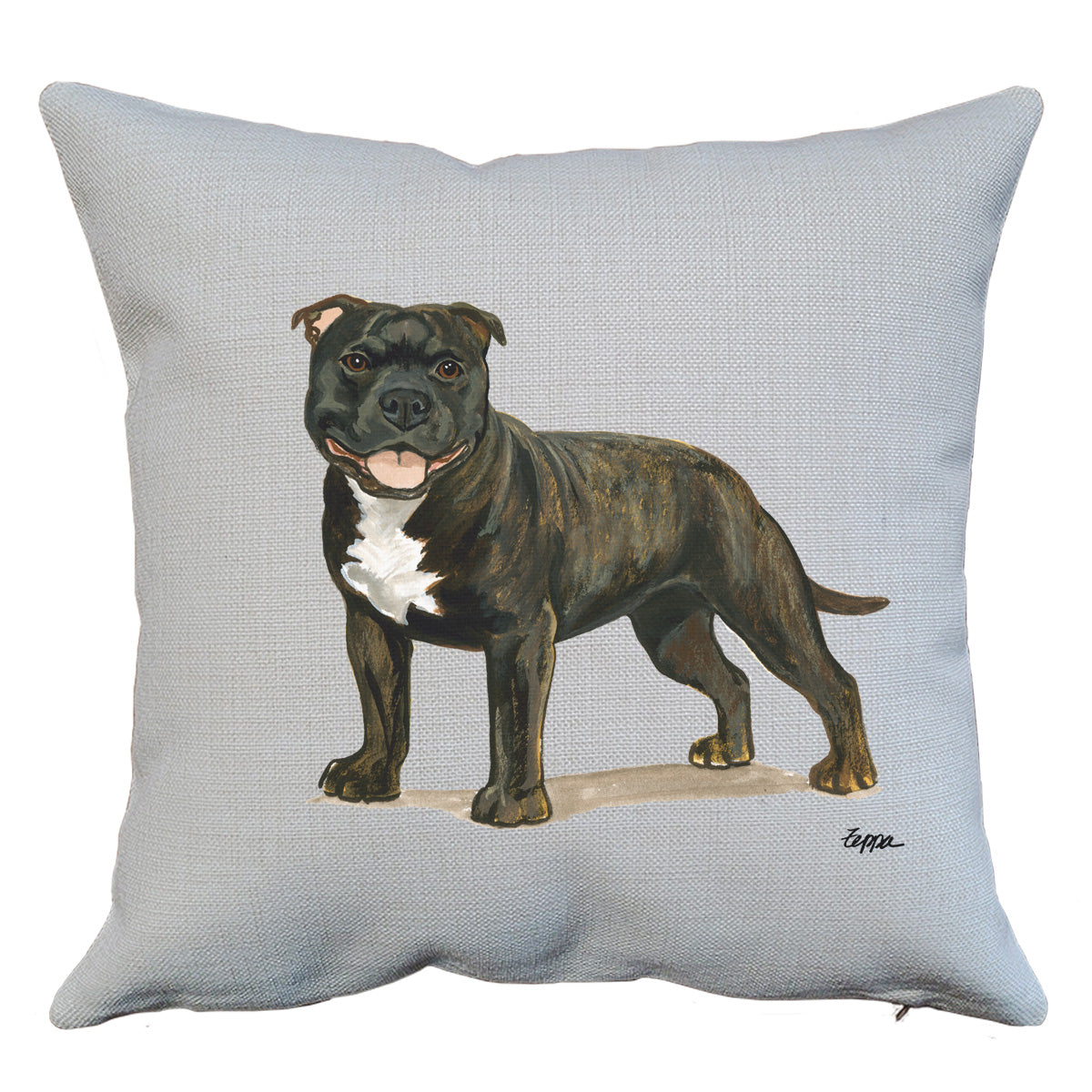 Brindle Staffordshire Bull Terrier Throw Pillow