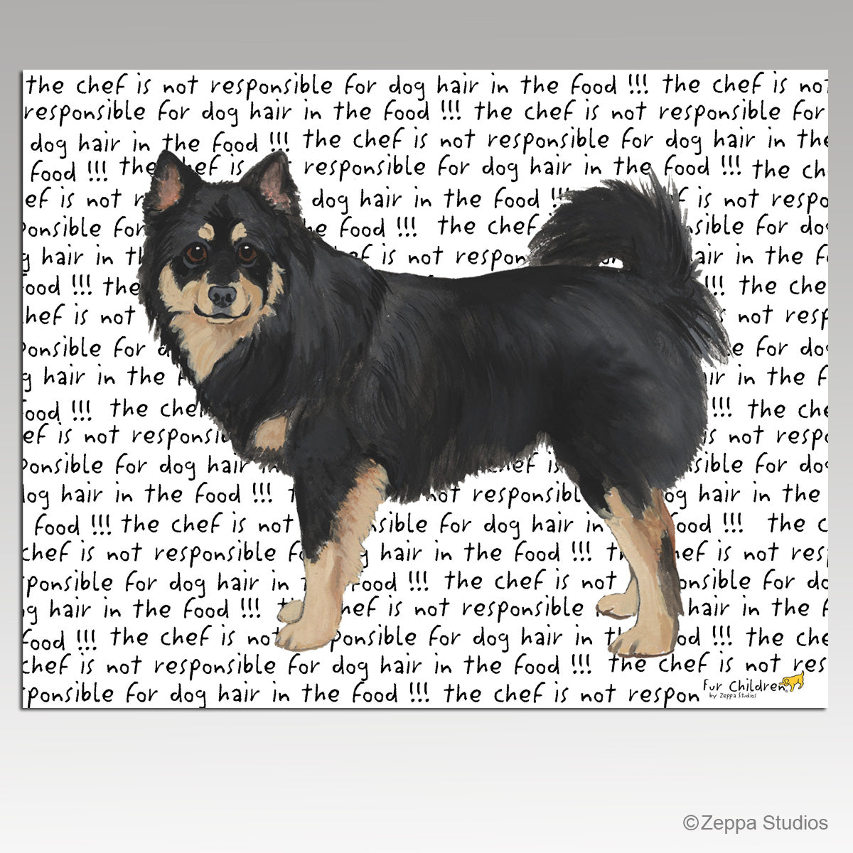 Finnish Lapphund tempered glass cutting board with funny text design.