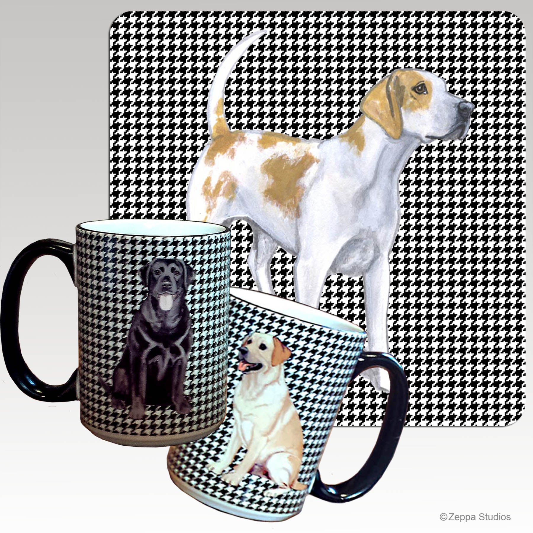 English Foxhound on houndstooth background wrap mug