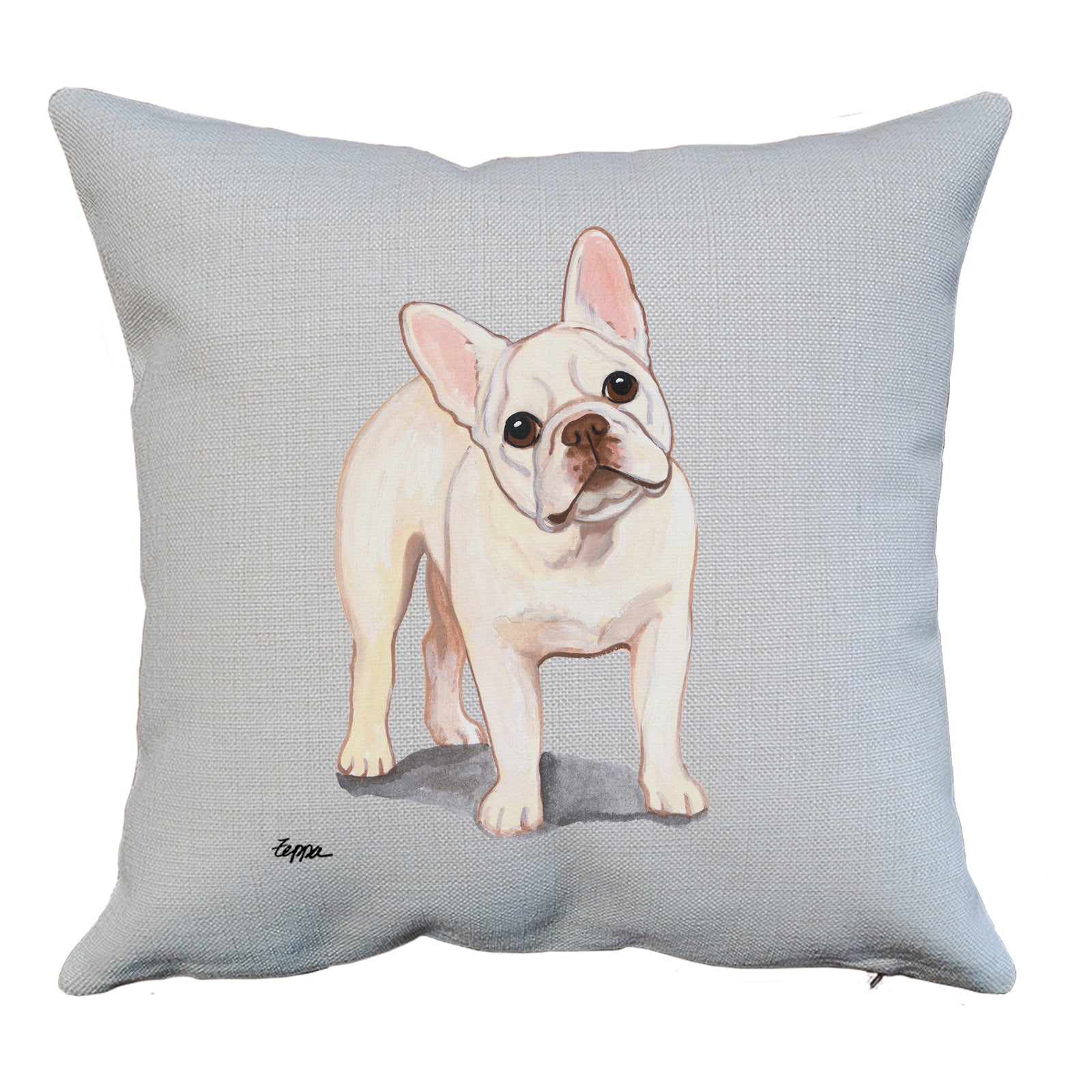 Cream French Bulldog Throw Pillow