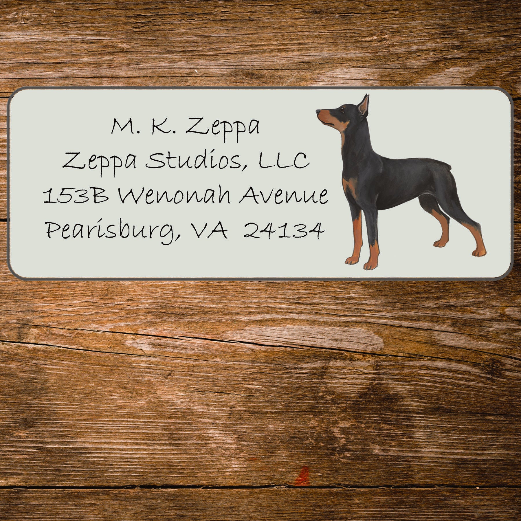German Pinscher ivory address label