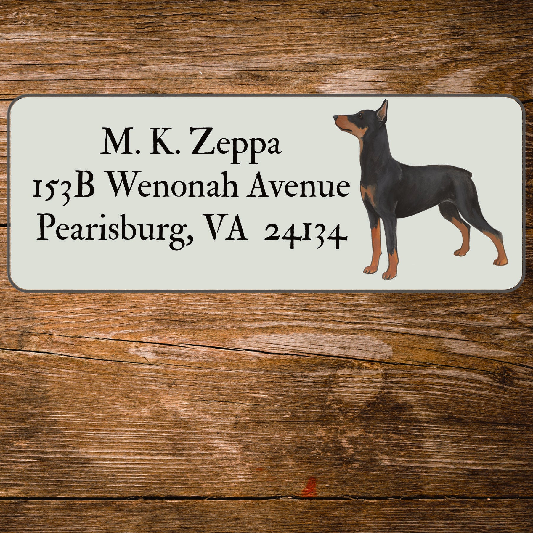 German Pinscher ivory address label
