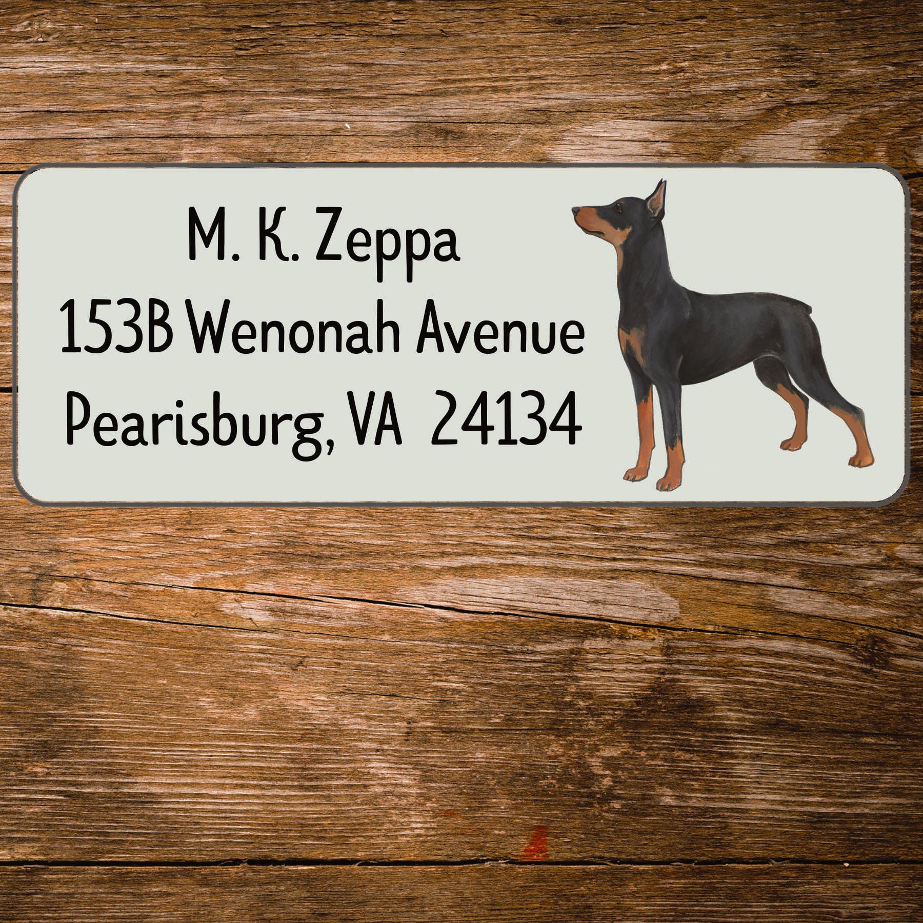 German Pinscher ivory address label