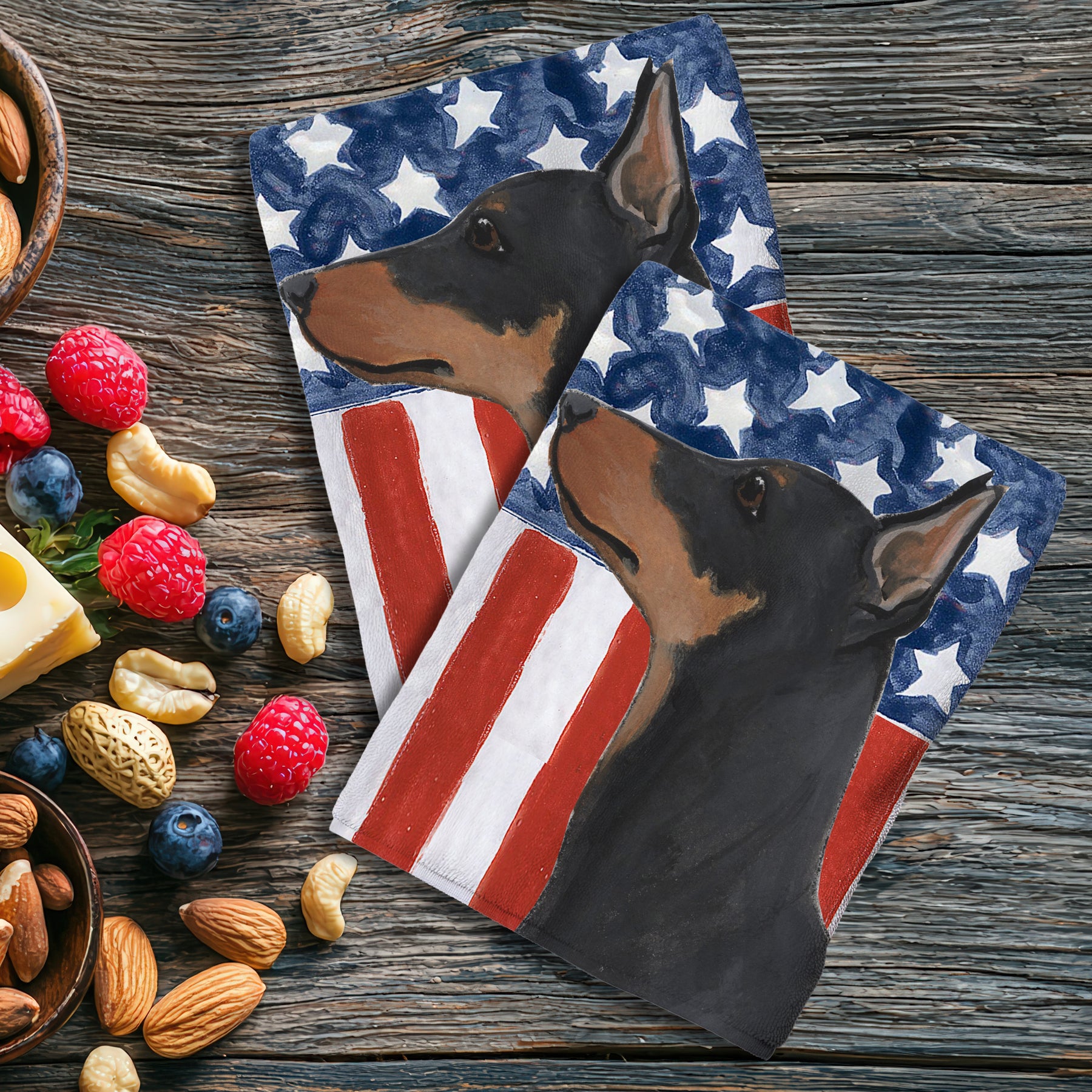 German Pinscher Americana Kitchen Towels
