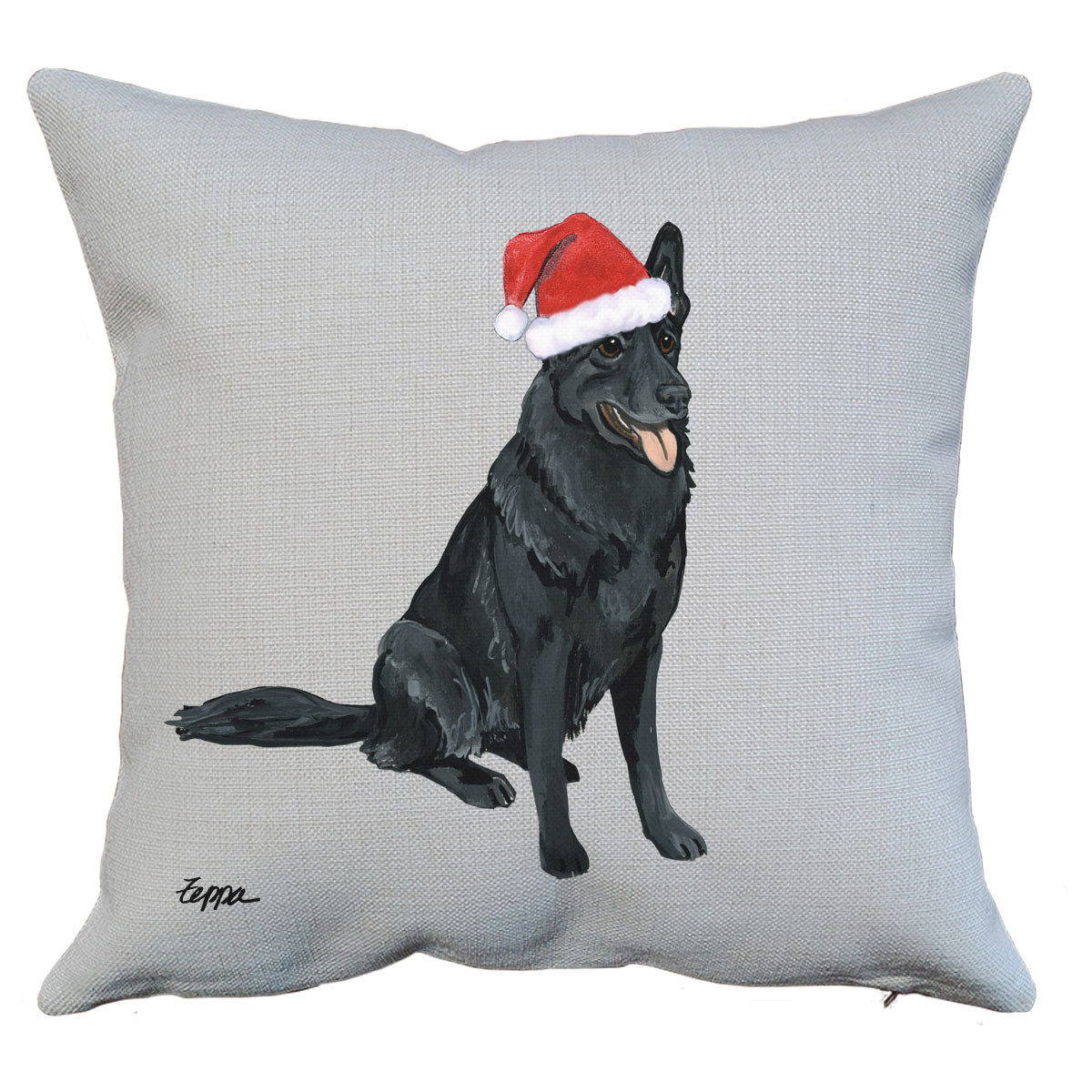 Black German Shepherd Santa Pillow