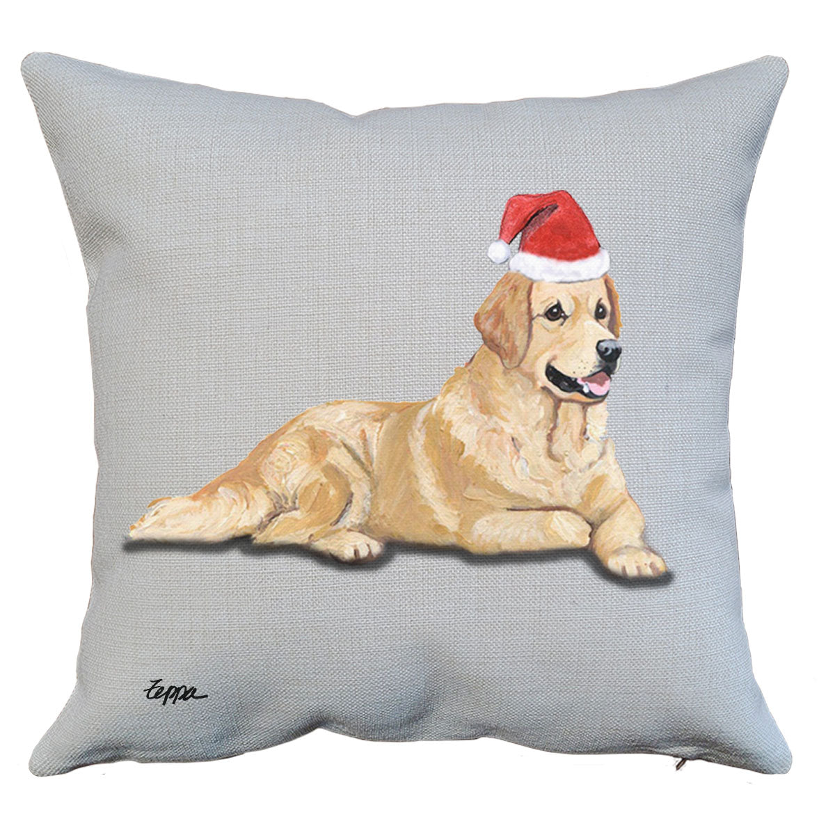 Golden Retriever Santa Pillow