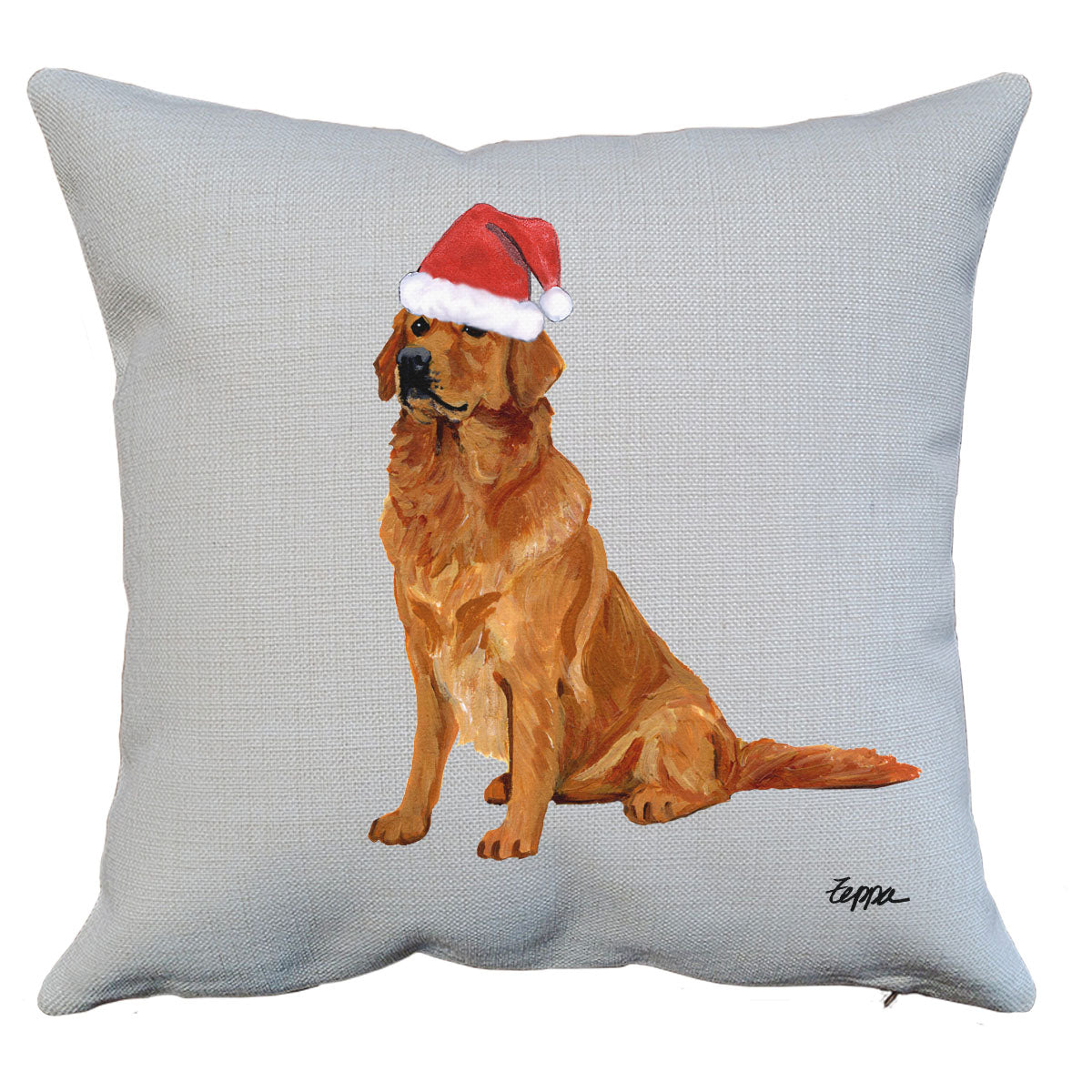 Sitting Golden Santa Pillow