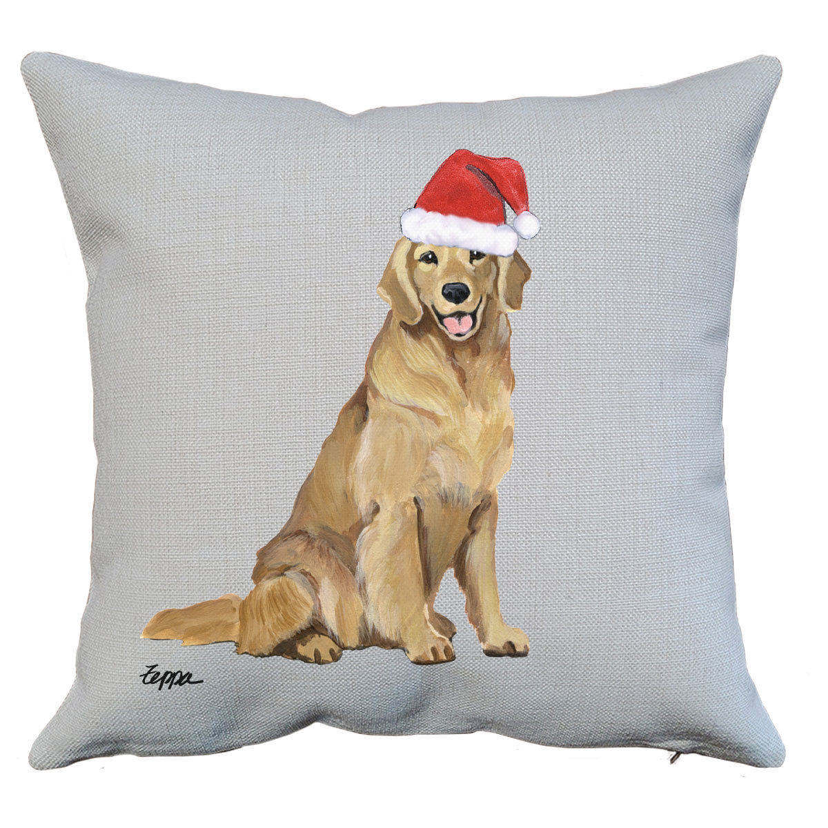 Smiling Golden Santa Pillow