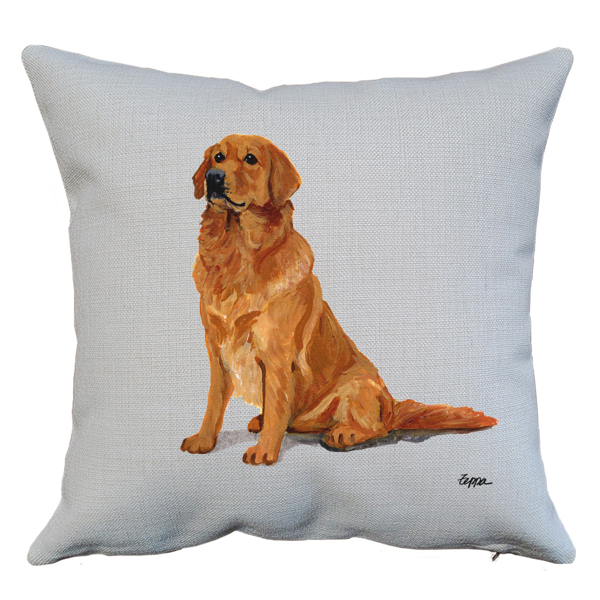 Sitting Golden Retriever Throw Pillow