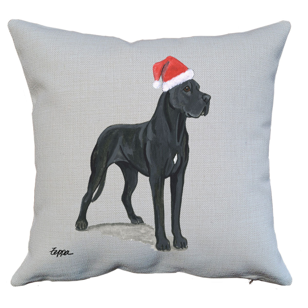 Black Great Dane Santa Pillow