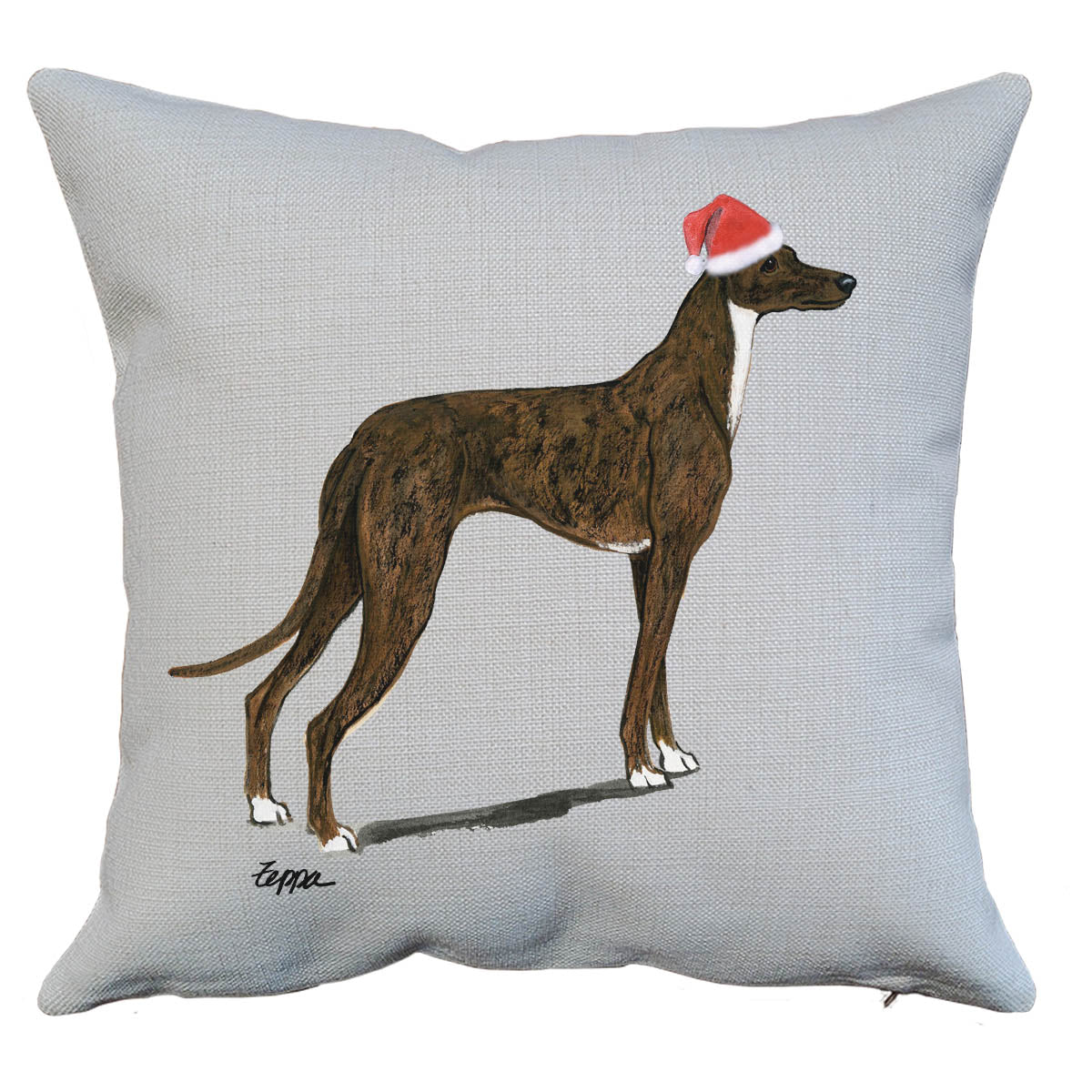 Greyhound Standing Santa Pillow