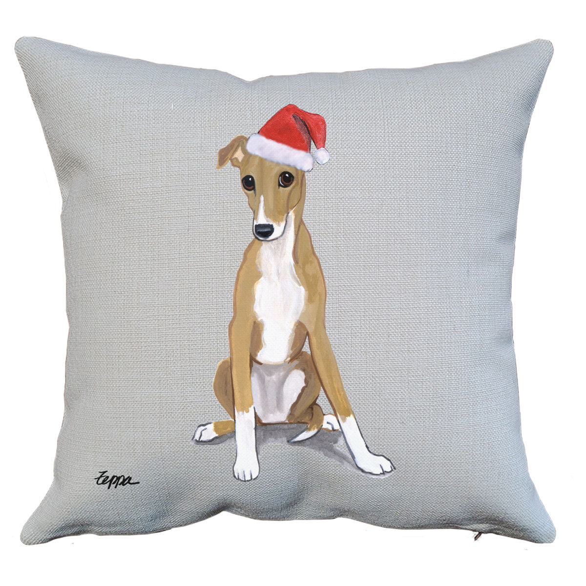 Greyhound Puppy Santa Pillow