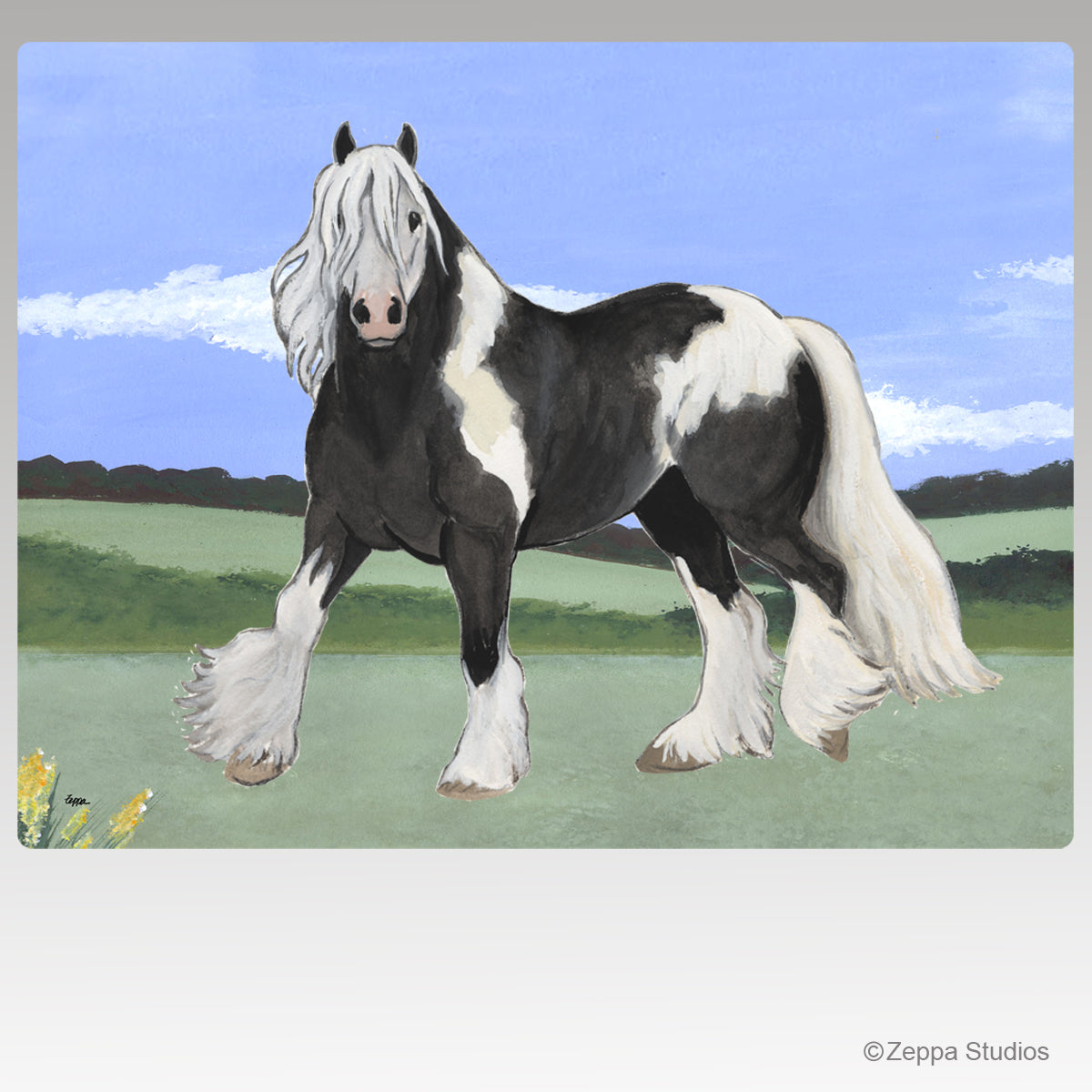 Gypsy Vanner Scenic Tempered Glass Cutting Board