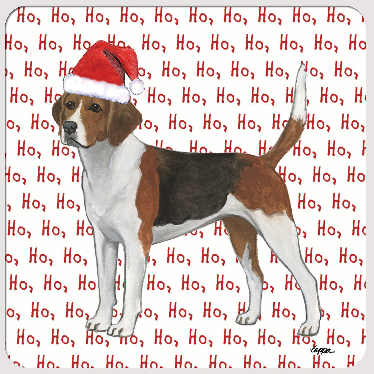 Harrier in a Santa Hat Ho Ho Ho poly/rubber coasters