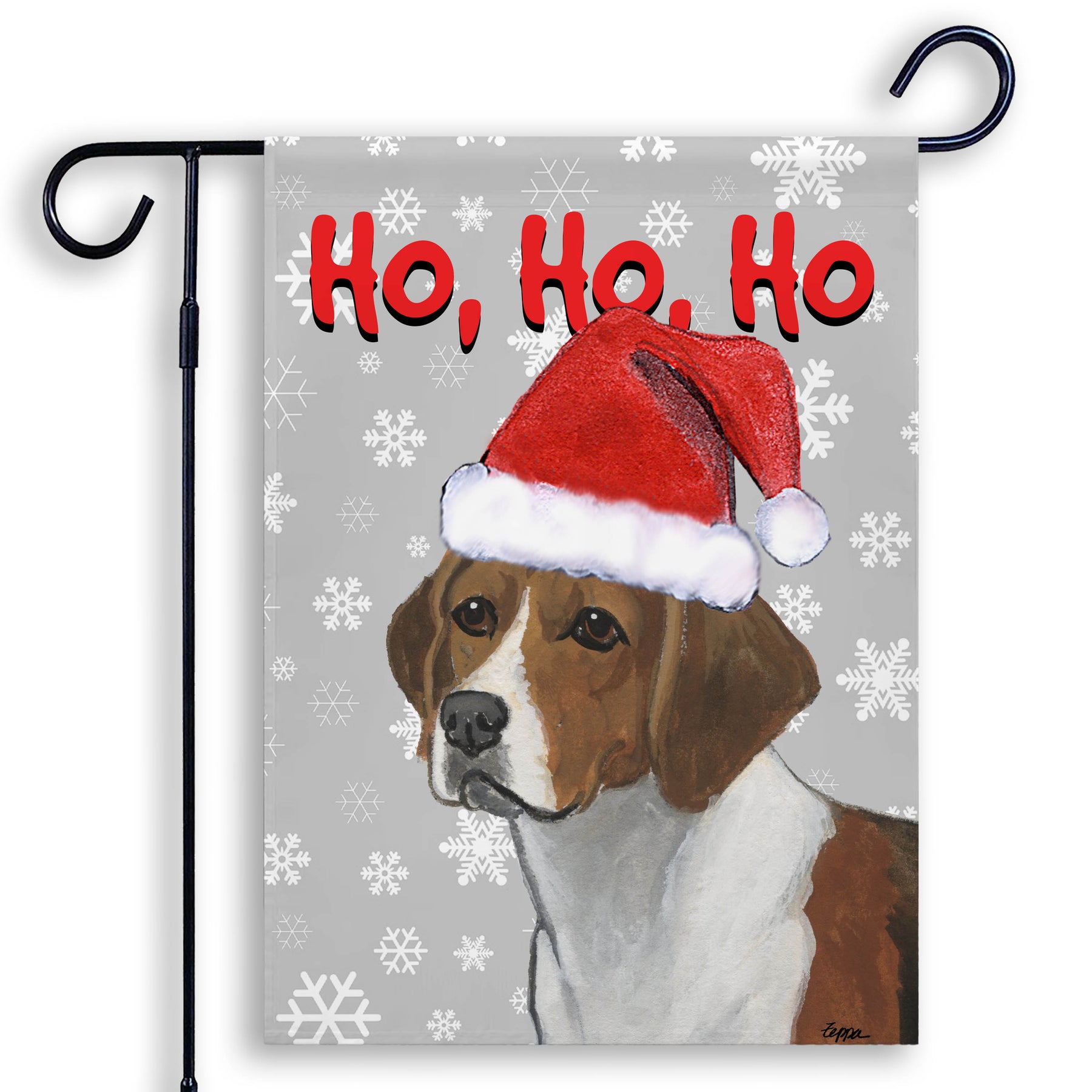 Harrier Ho Ho Ho Garden Flag in Grey