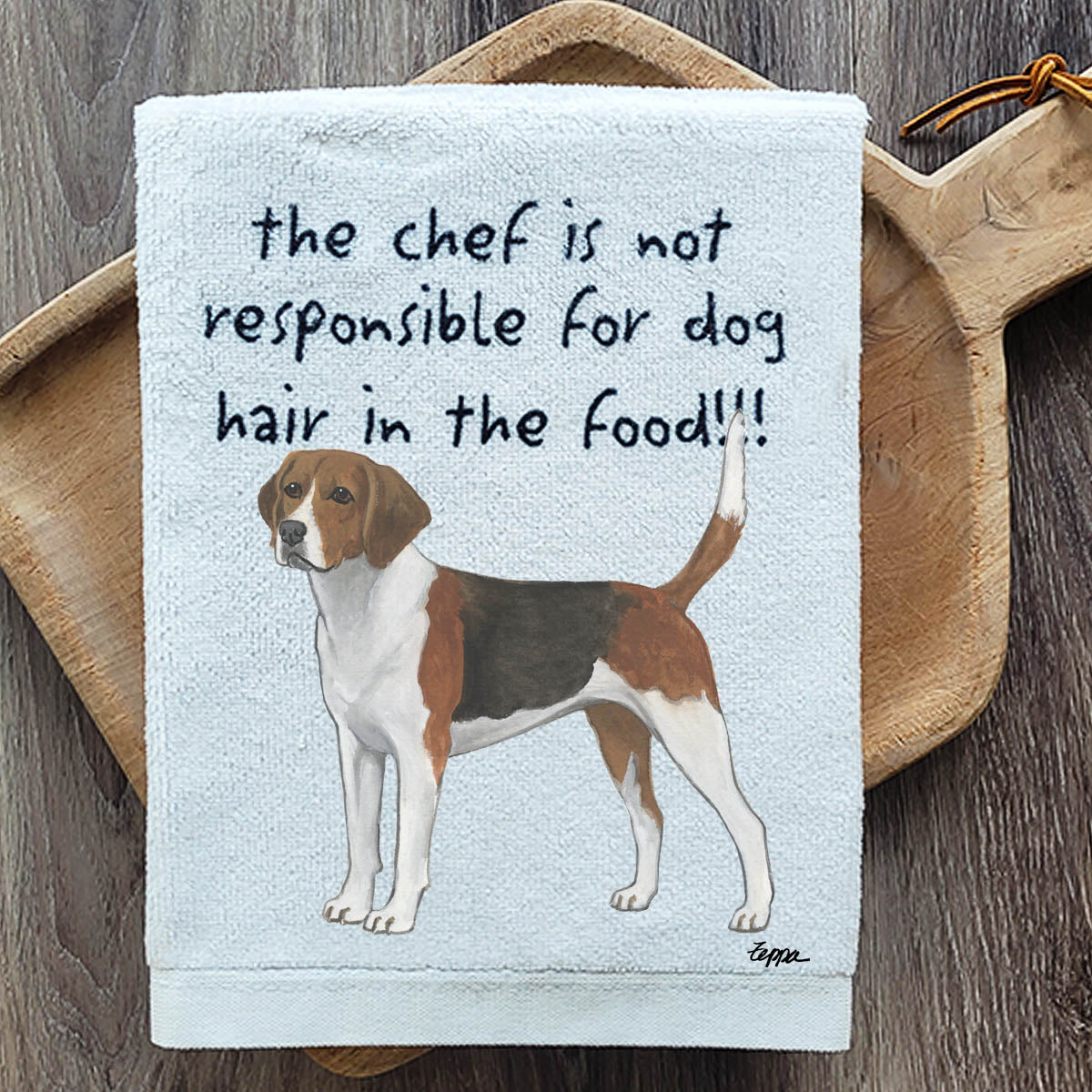 Harrier Kitchen Towel on a Board