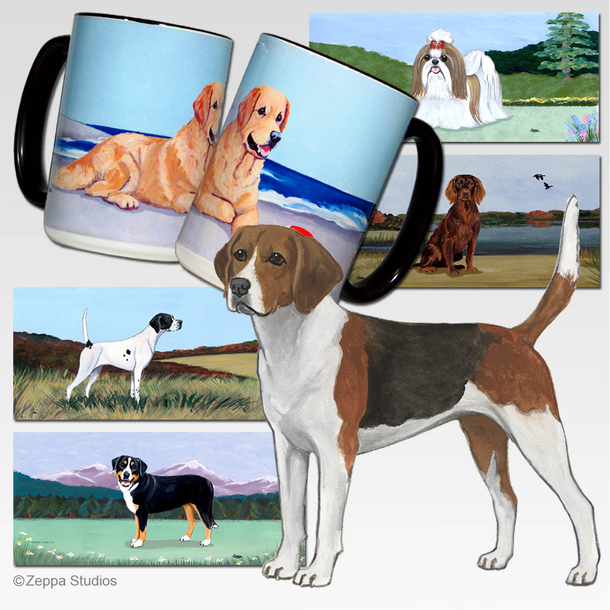 Harrier on your choice of 5 scenic background ceramic mugs