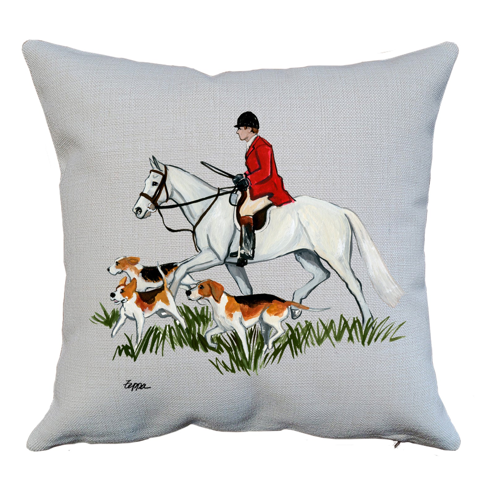 Fox Hunt Scene Throw Pillow