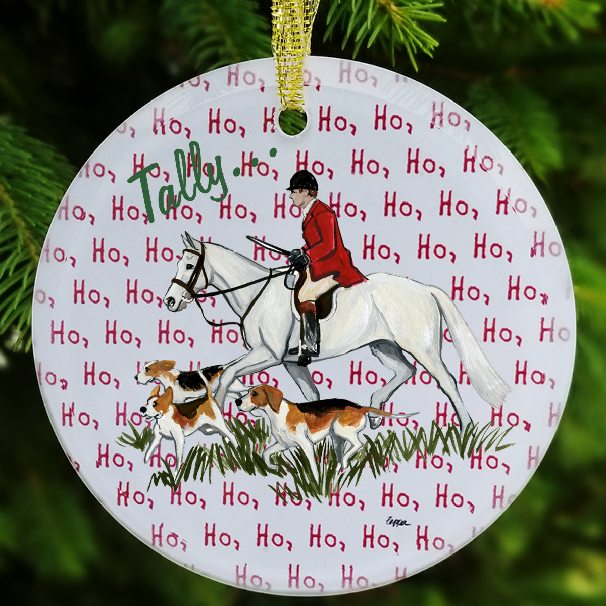 Fox Hunt Scene Christmas Ornaments
