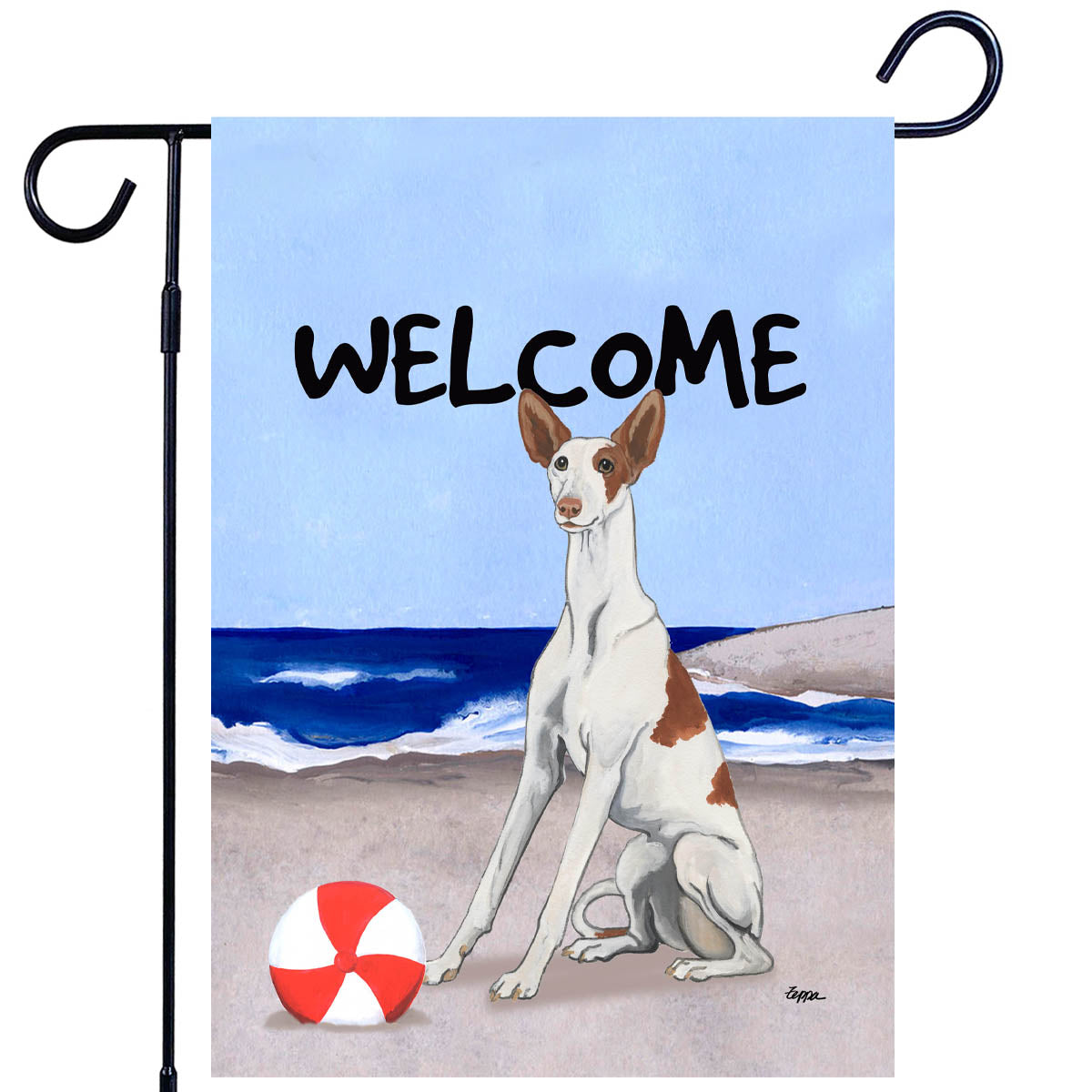 Ibizan Hound on the Beach Garden Flag