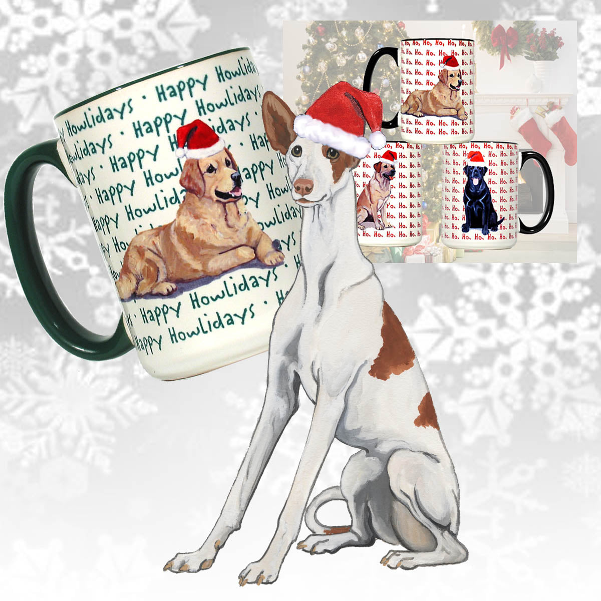 Ibizan Hound Christmas Mugs