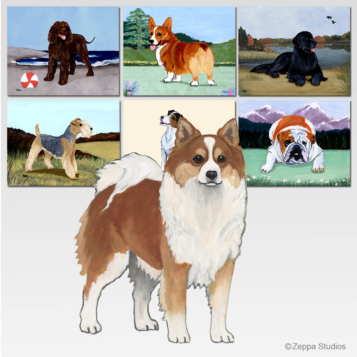 Icelandic Sheepdog Scenic Glass Cutting Boards