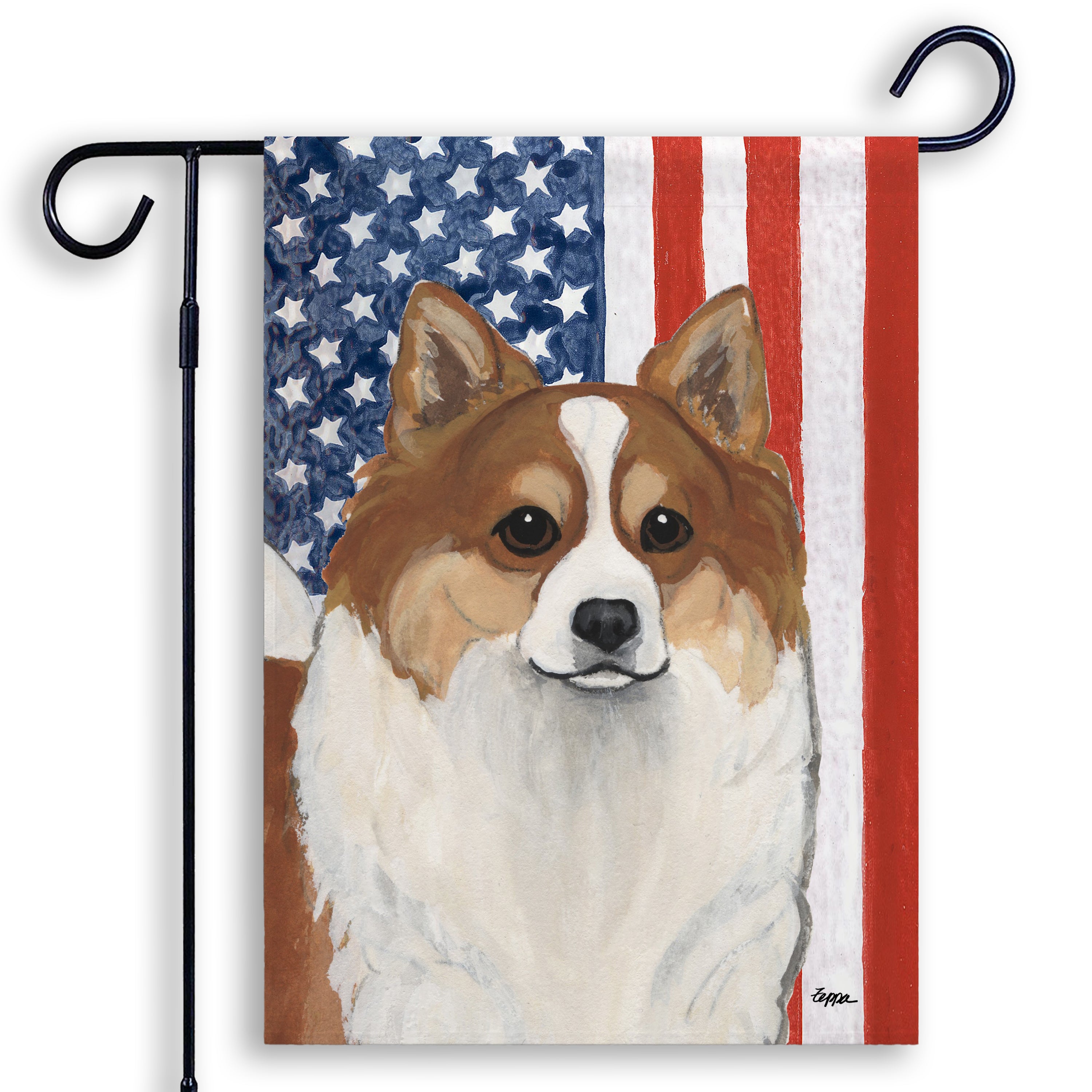Icelandic Sheepdog Americana Garden Flag