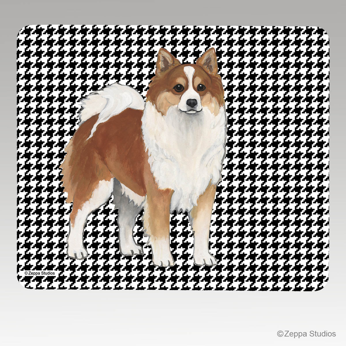 Icelandic Sheepdog Houndstooth Mouse Pad
