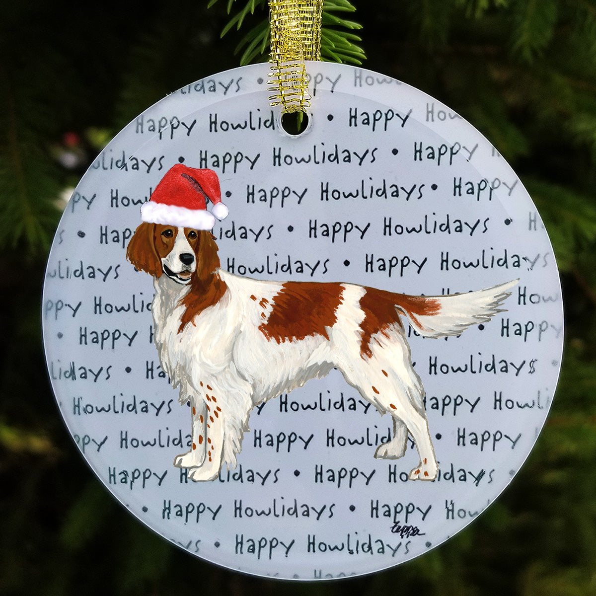 Irish Red & White Setter Christmas Ornaments