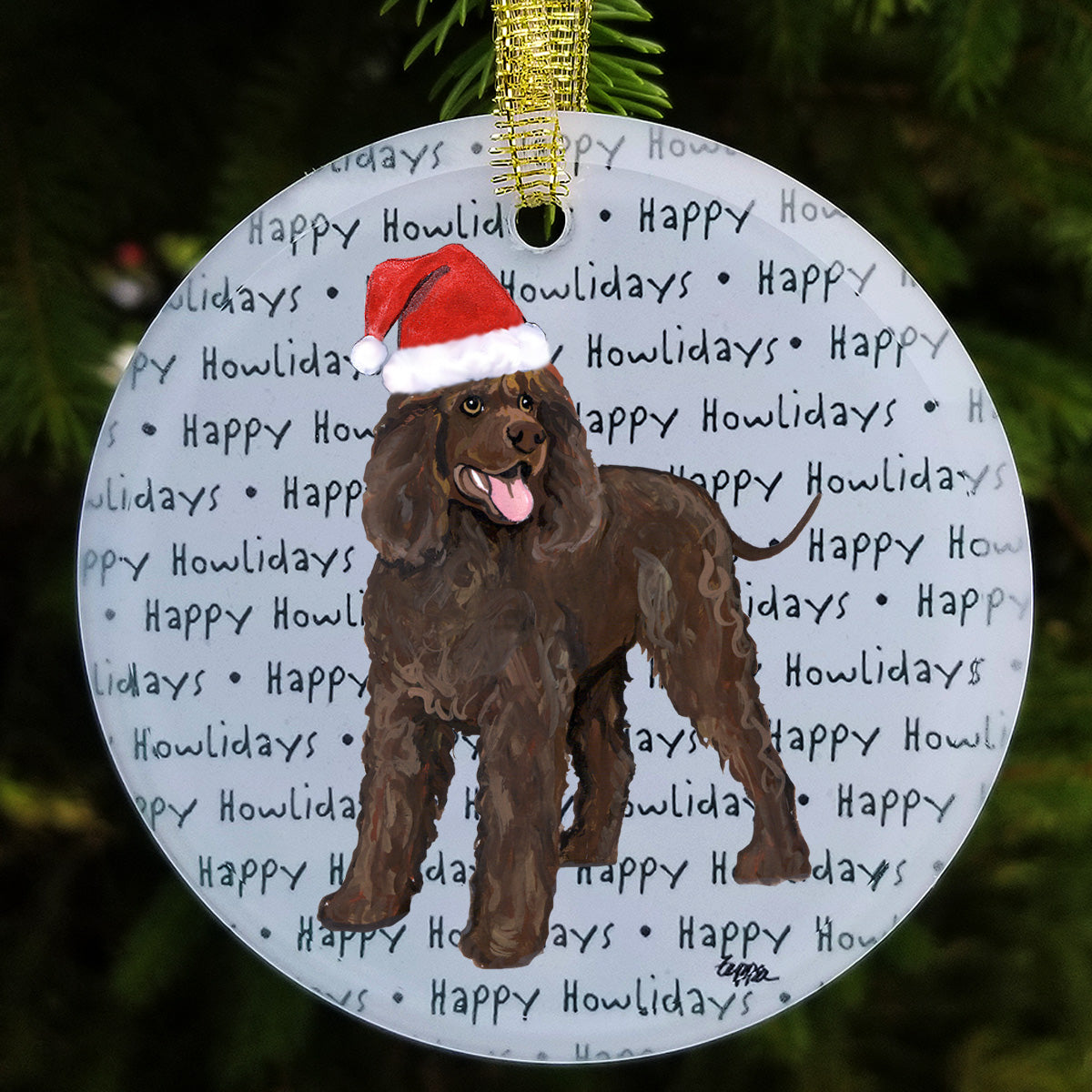 Irish Water Spaniel Christmas Ornaments
