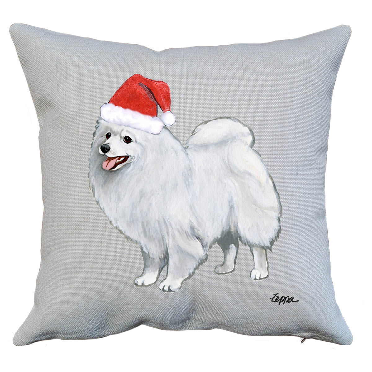 Japanese Spitz Santa Pillow