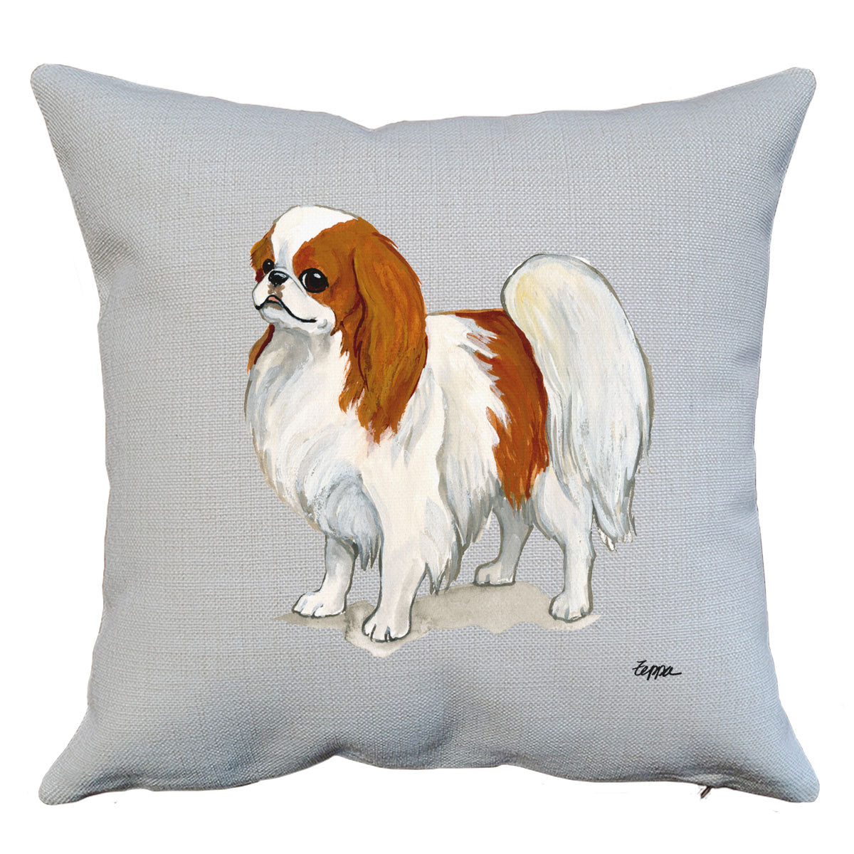 Red and White Japanese Chin Throw Pillow