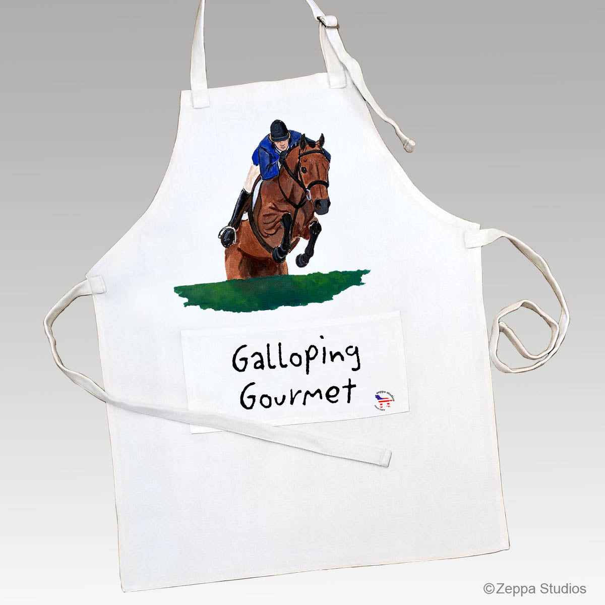 Rider and Horse Jumping Apron Design