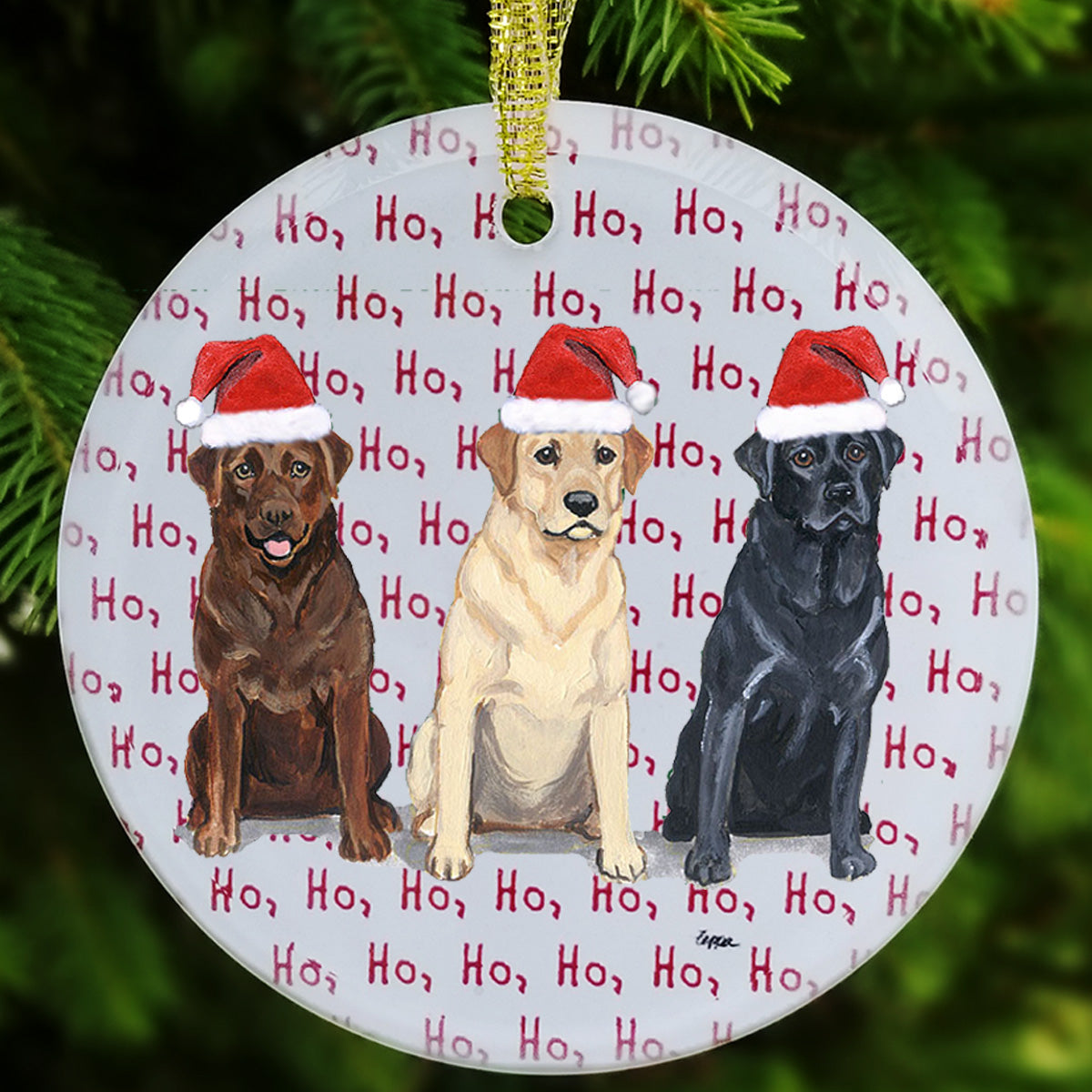 Labrador Retriever Trio Christmas Ornaments