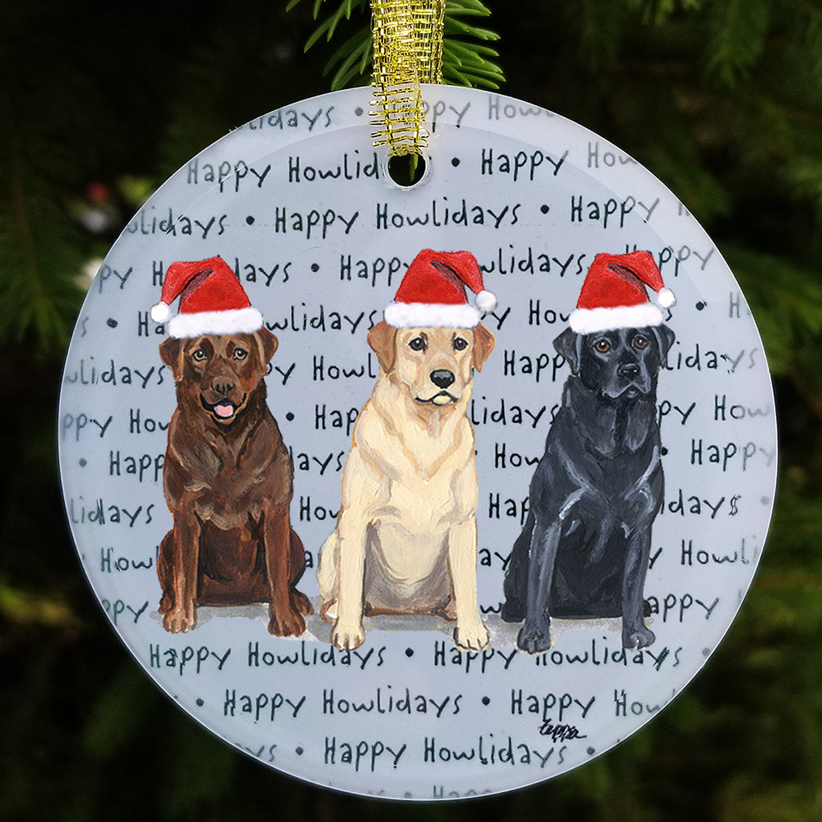 Labrador Retriever Trio Christmas Ornaments