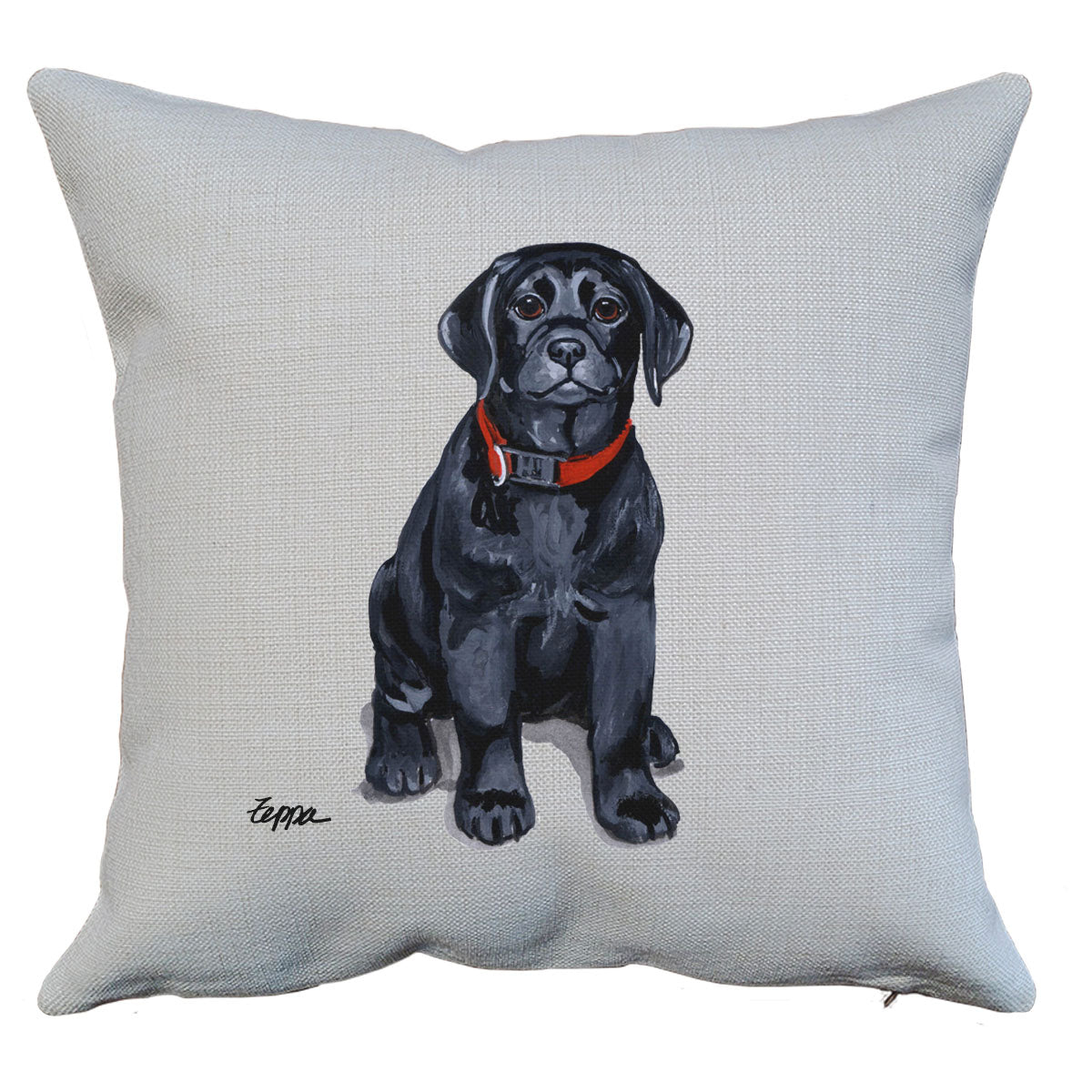 Black Lab Puppy Throw Pillow