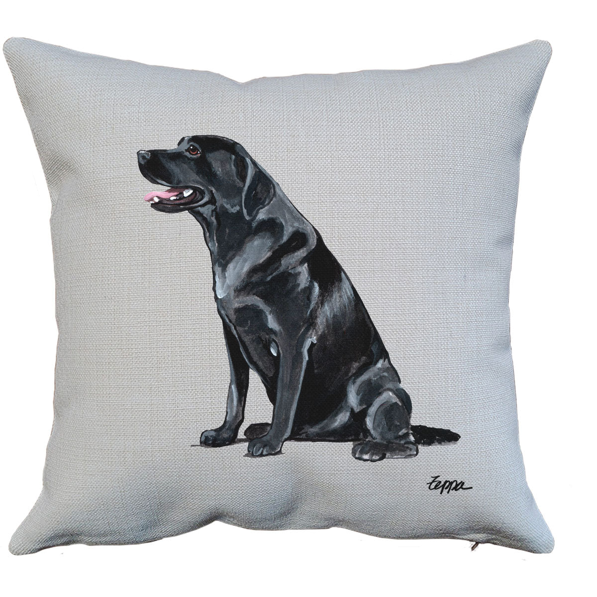 Black Lab Sitting Throw Pillow