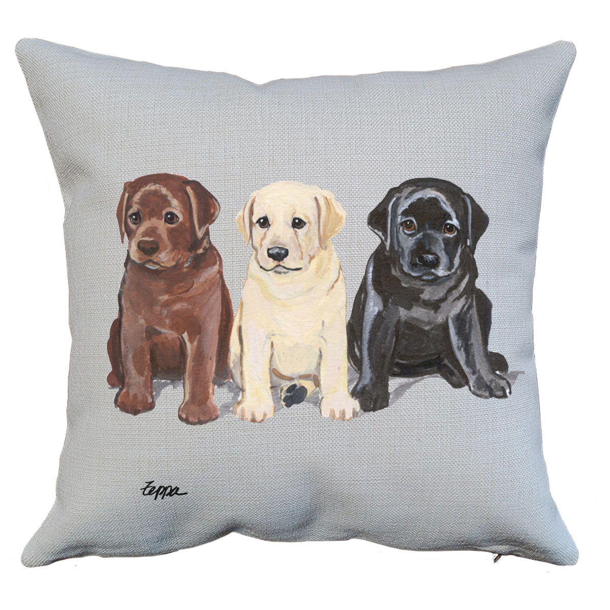 Labrador Trio Puppies Throw Pillow