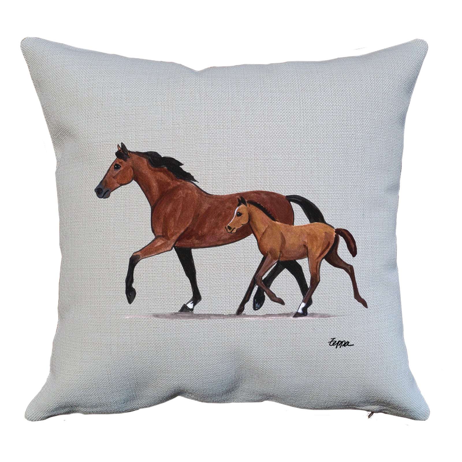 Mare and Foal Throw Pillow