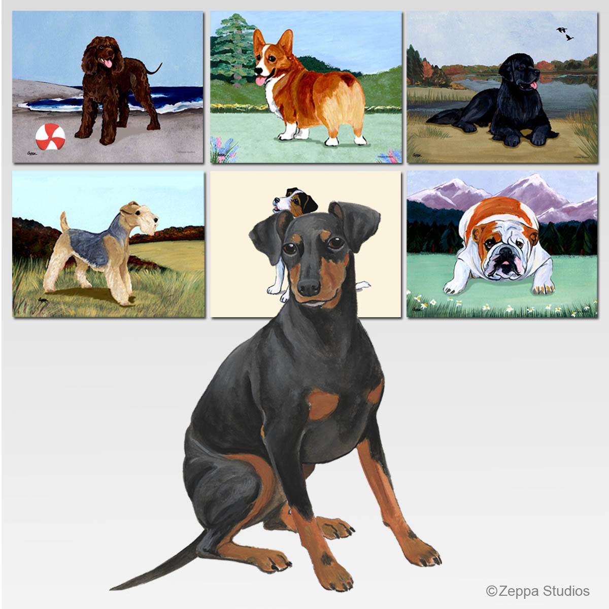 Manchester Terrier design and 6 background options for tempered glass cutting boards.