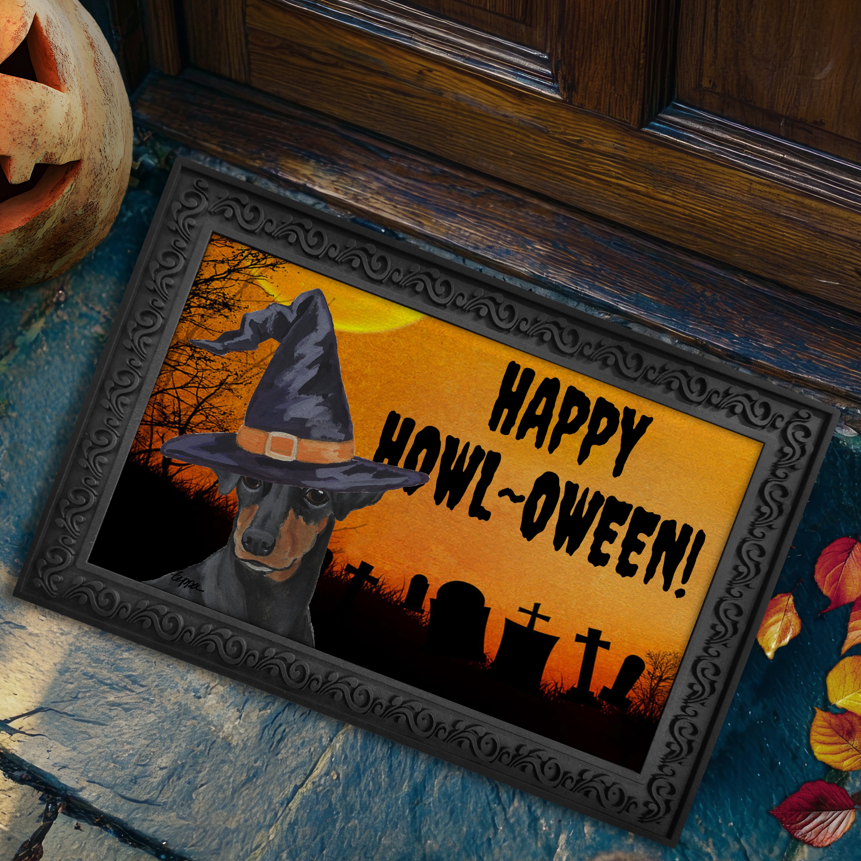 Manchester Terrier Happy Howloween Door Mat
